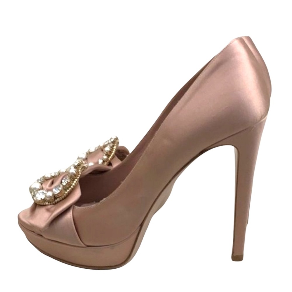 Miu Miu luxury champagne pink jewel embellished stiletto heels size 9 - Picture 5 of 8